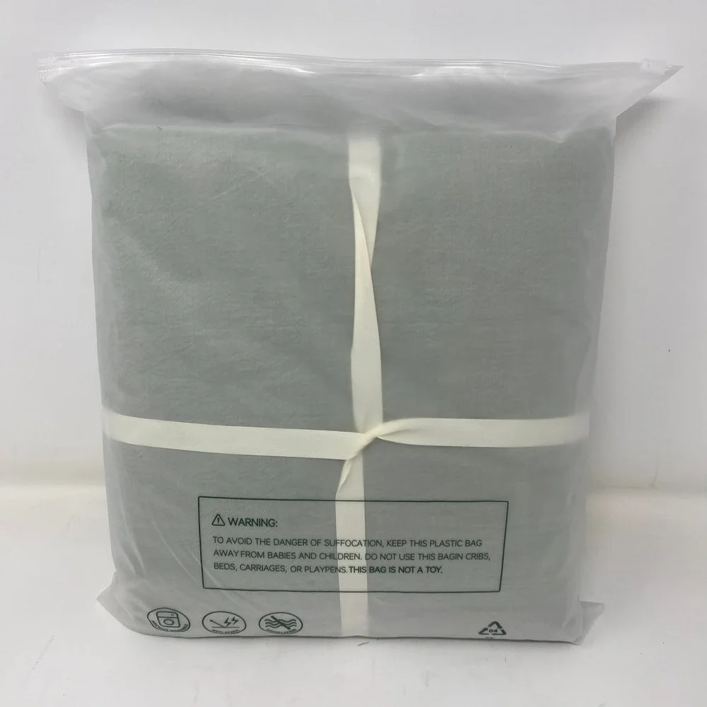 BESTOUCH Full Duvet Cover Set Sage Green 100% Washed Cotton Breathable